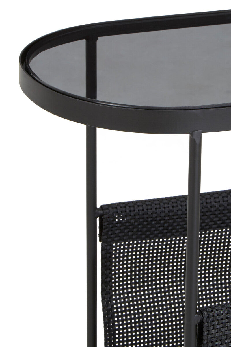 Trento Side Table With Grey Glass Top