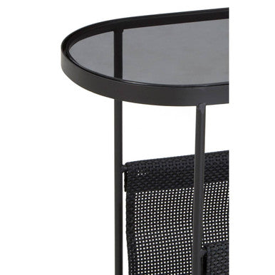 Trento Side Table With Grey Glass Top