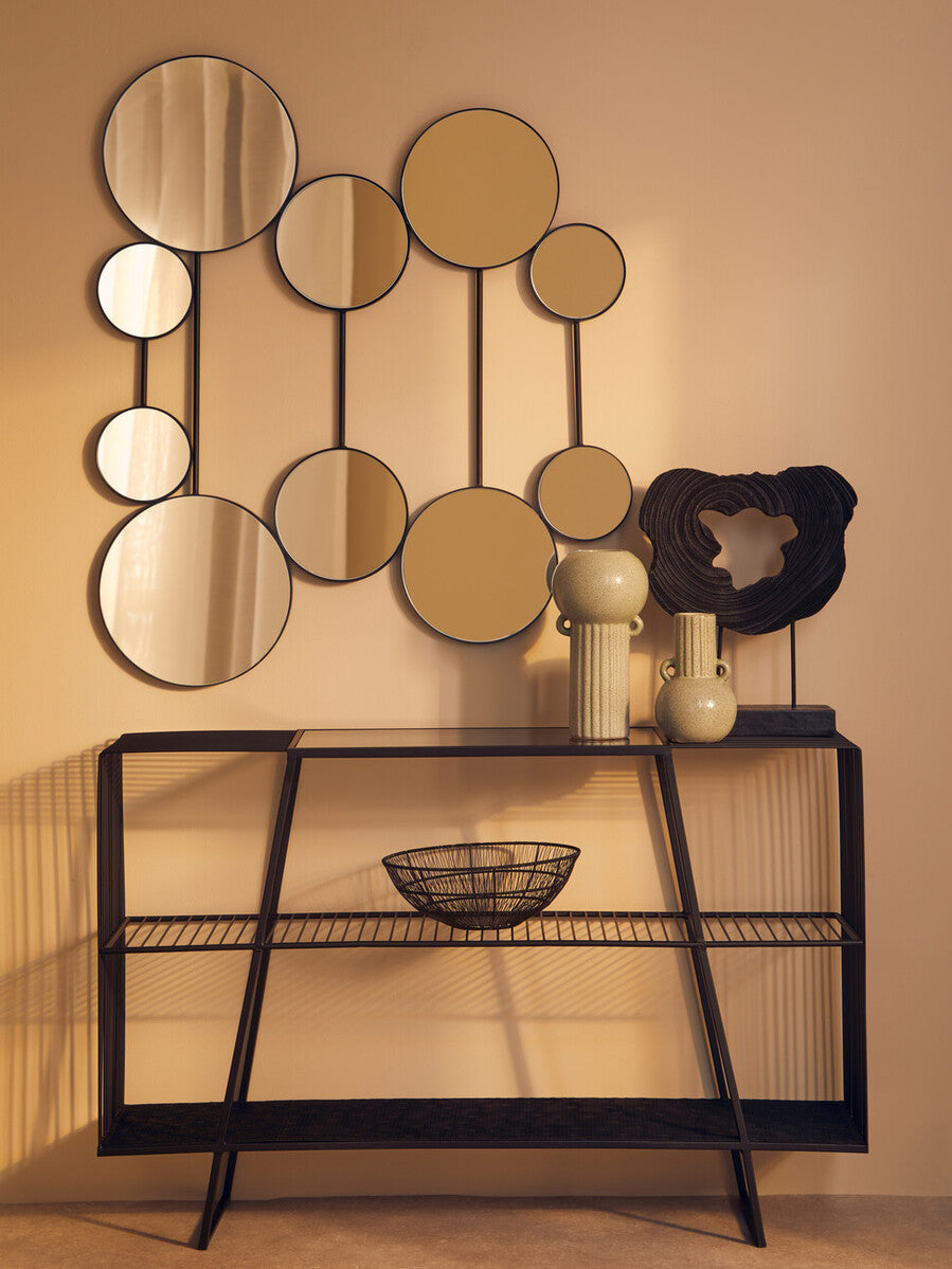 Trento Console Table With Grey Glass Top