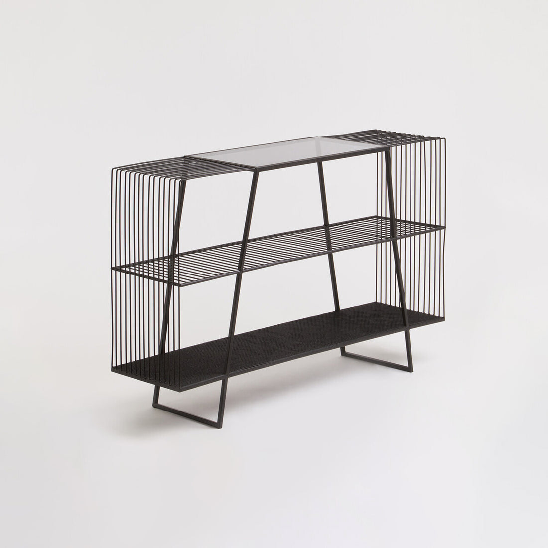 Trento Console Table With Grey Glass Top