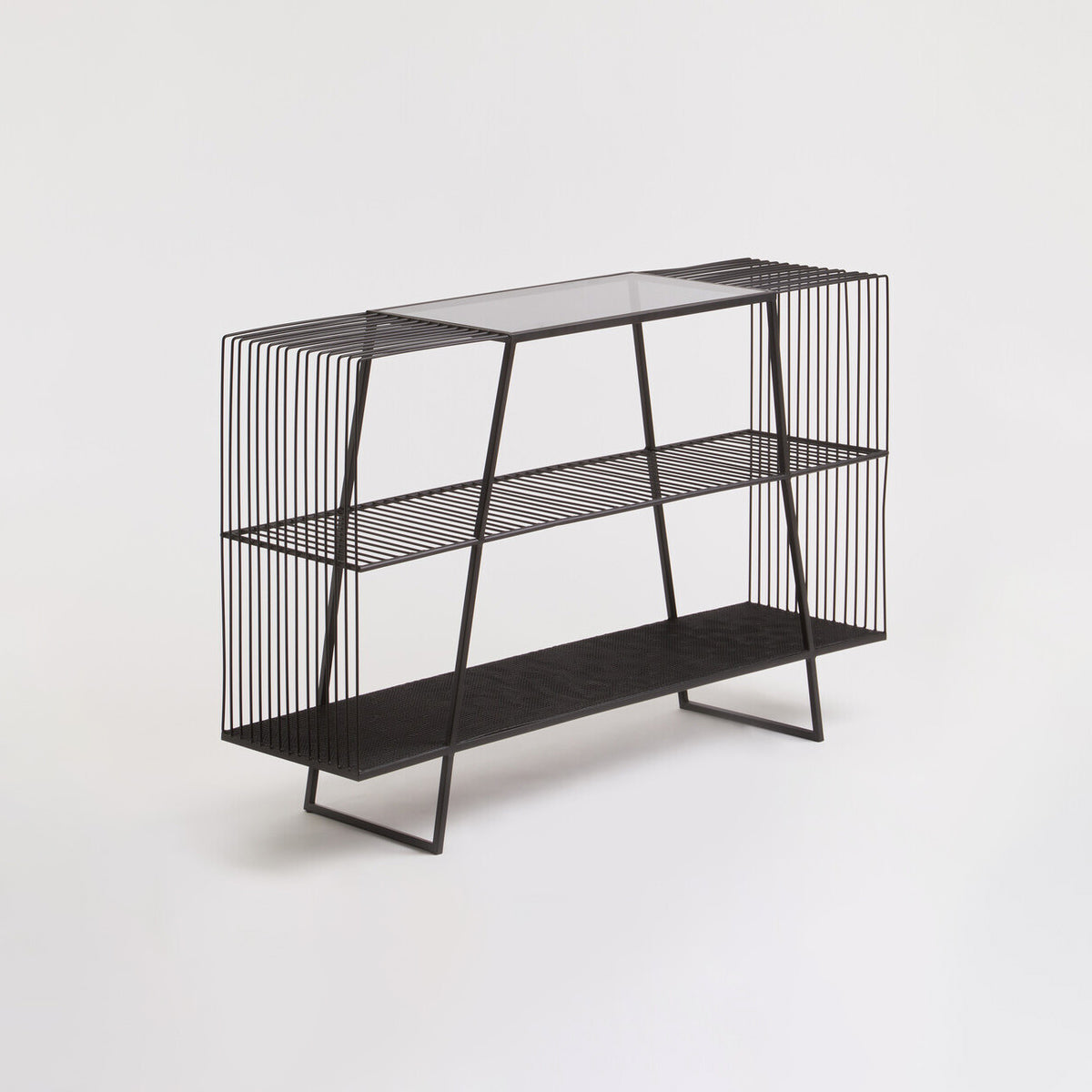 Trento Console Table With Grey Glass Top