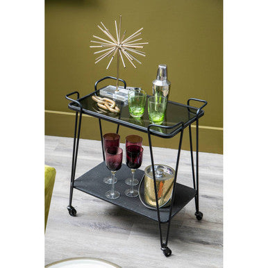 Trento Cart with Grey Glass Top