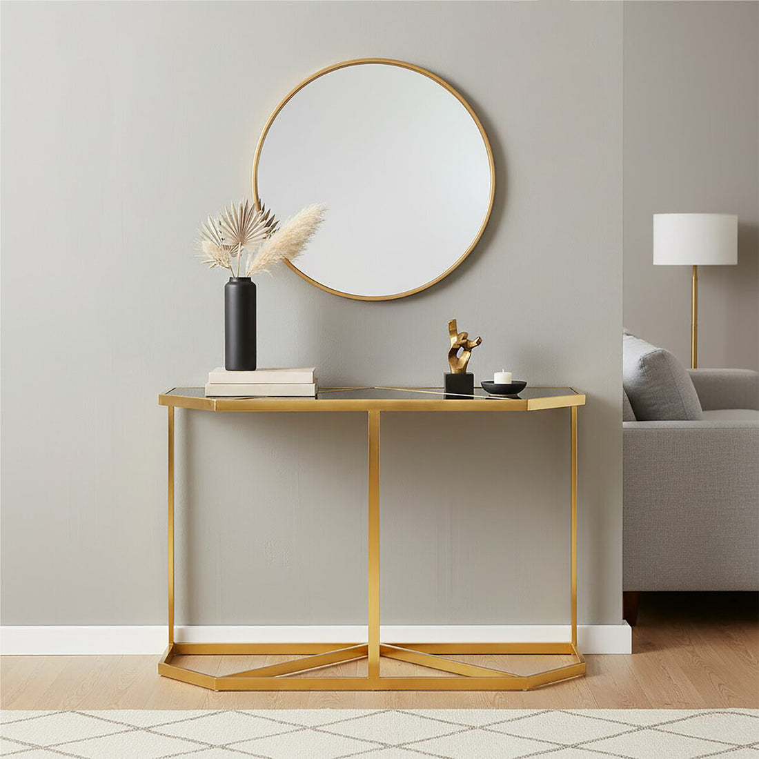 Horizon Black Tempered Glass Console Table