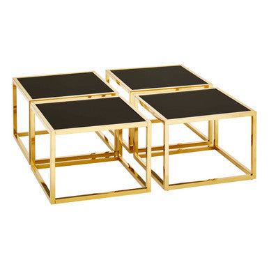 Horizon Black Tempered Glass 5 Piece Coffee Table Set