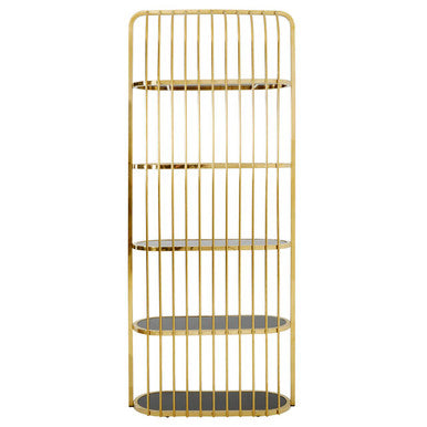 Horizon Gold Finish Cage Design Bookshelf