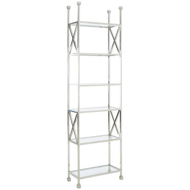 Horizon Cross Design 6 Tier Tempered Glass Shelving Unit