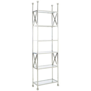 Horizon Cross Design 6 Tier Tempered Glass Shelving Unit