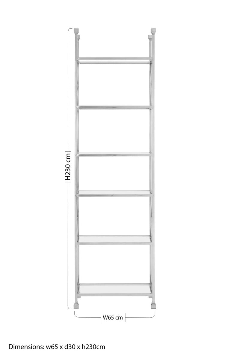 Horizon Cross Design 6 Tier Tempered Glass Shelving Unit