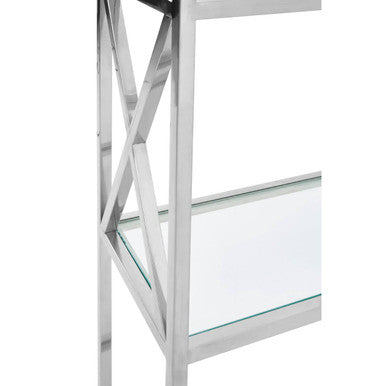 Horizon Cross Design 6 Tier Tempered Glass Shelving Unit