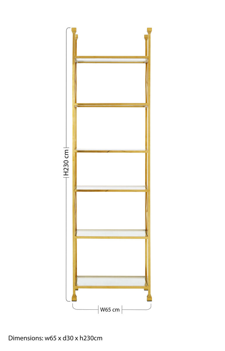 Horizon Gold Finish Cross Design Bookshelf