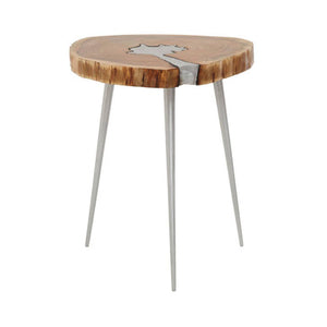 Almora Natural Acacia Wood Log Side Table with Live Edge