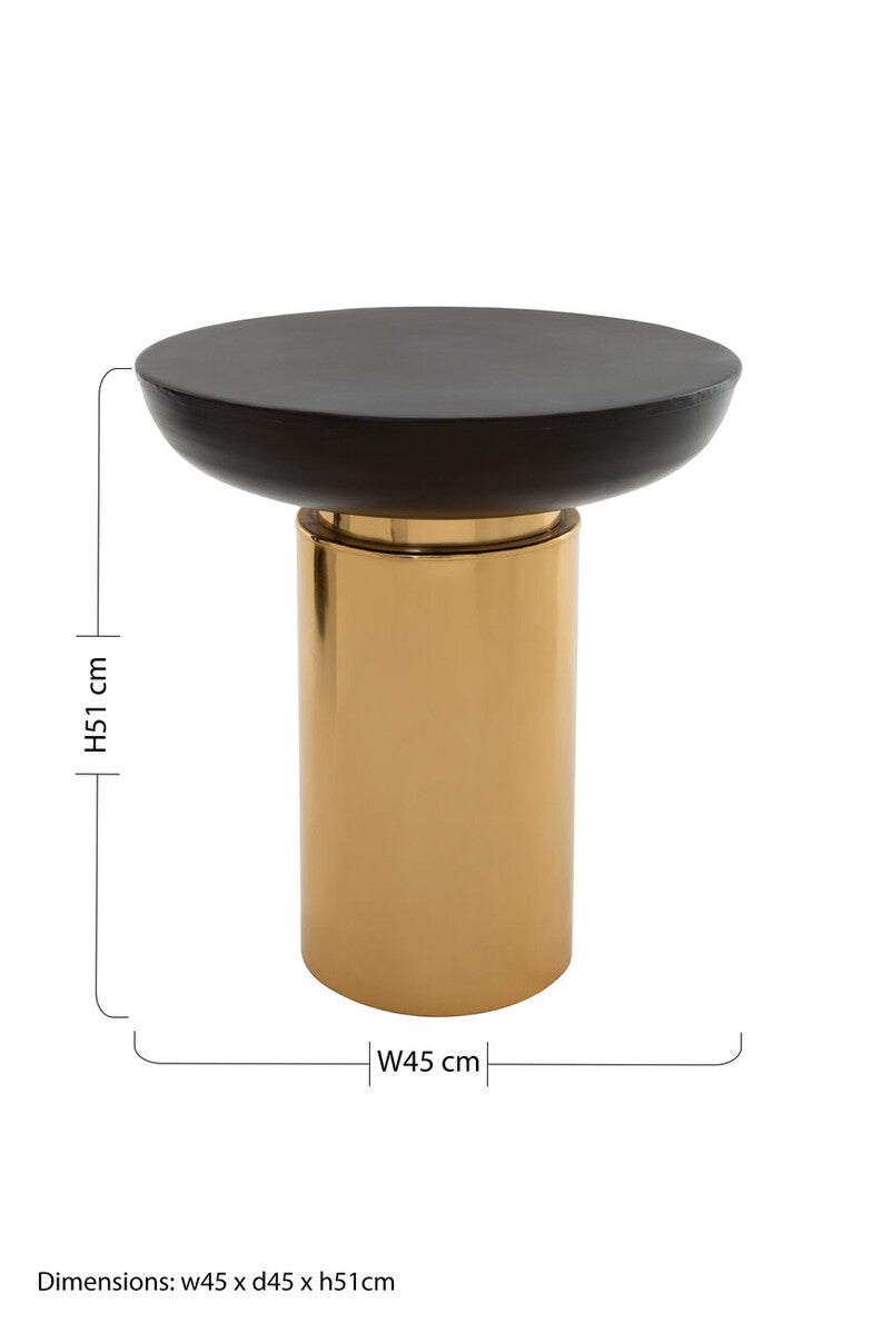 Kensington Townhouse Black and Gold Side Table with Column Base