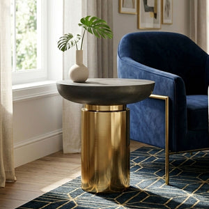 Kensington Townhouse Black and Gold Finish Side Table