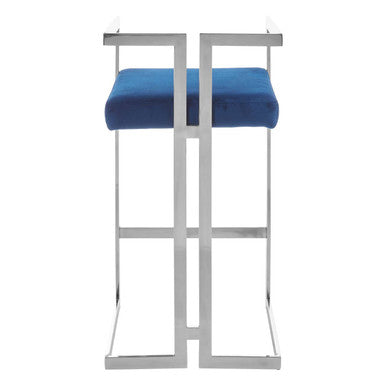 Azalea Blue Velvet Bar Stool With Silver Frame - Image 5