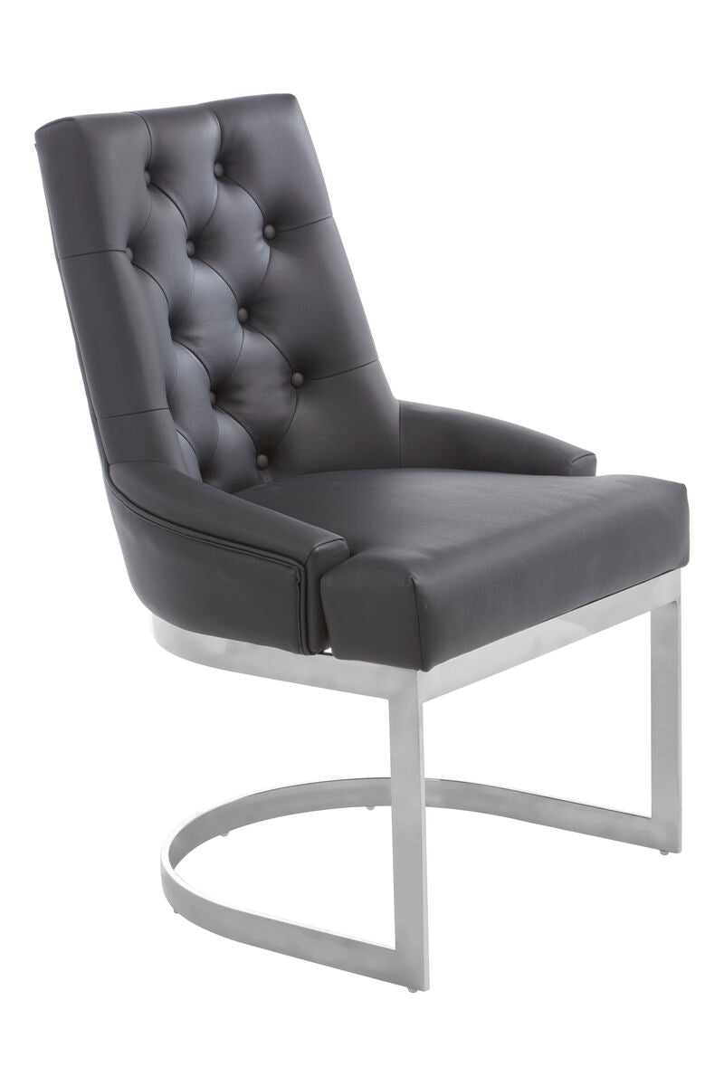 Azalea Tufted Black Faux Leather Dining Chair
