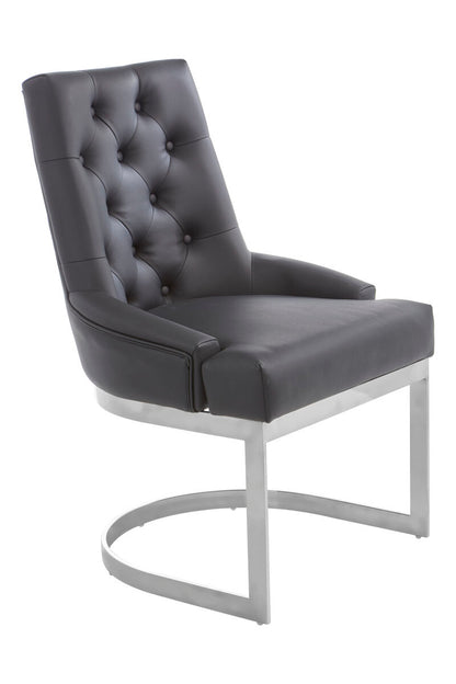 Azalea Tufted Black Faux Leather Dining Chair