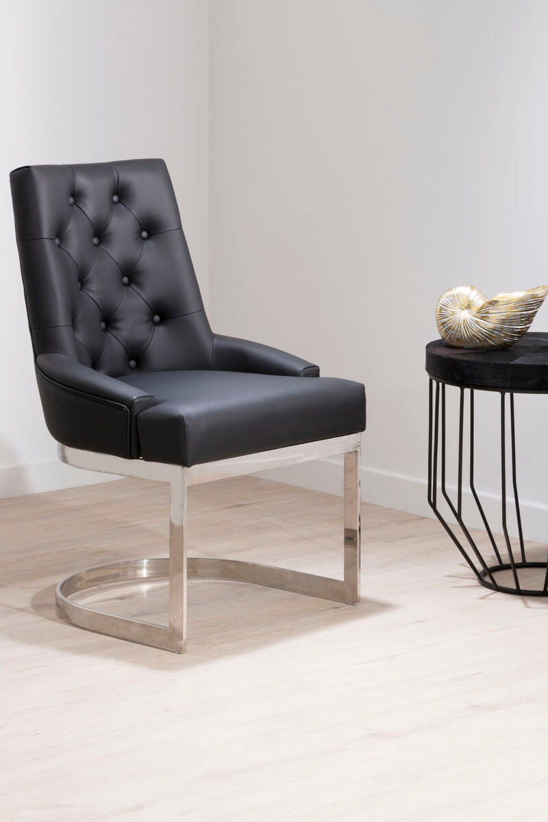 Azalea Tufted Black Faux Leather Dining Chair
