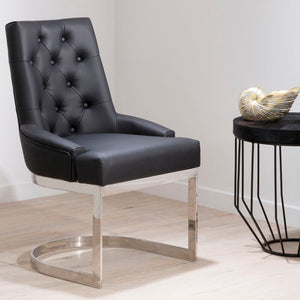 Azalea Tufted Black Faux Leather Dining Chair