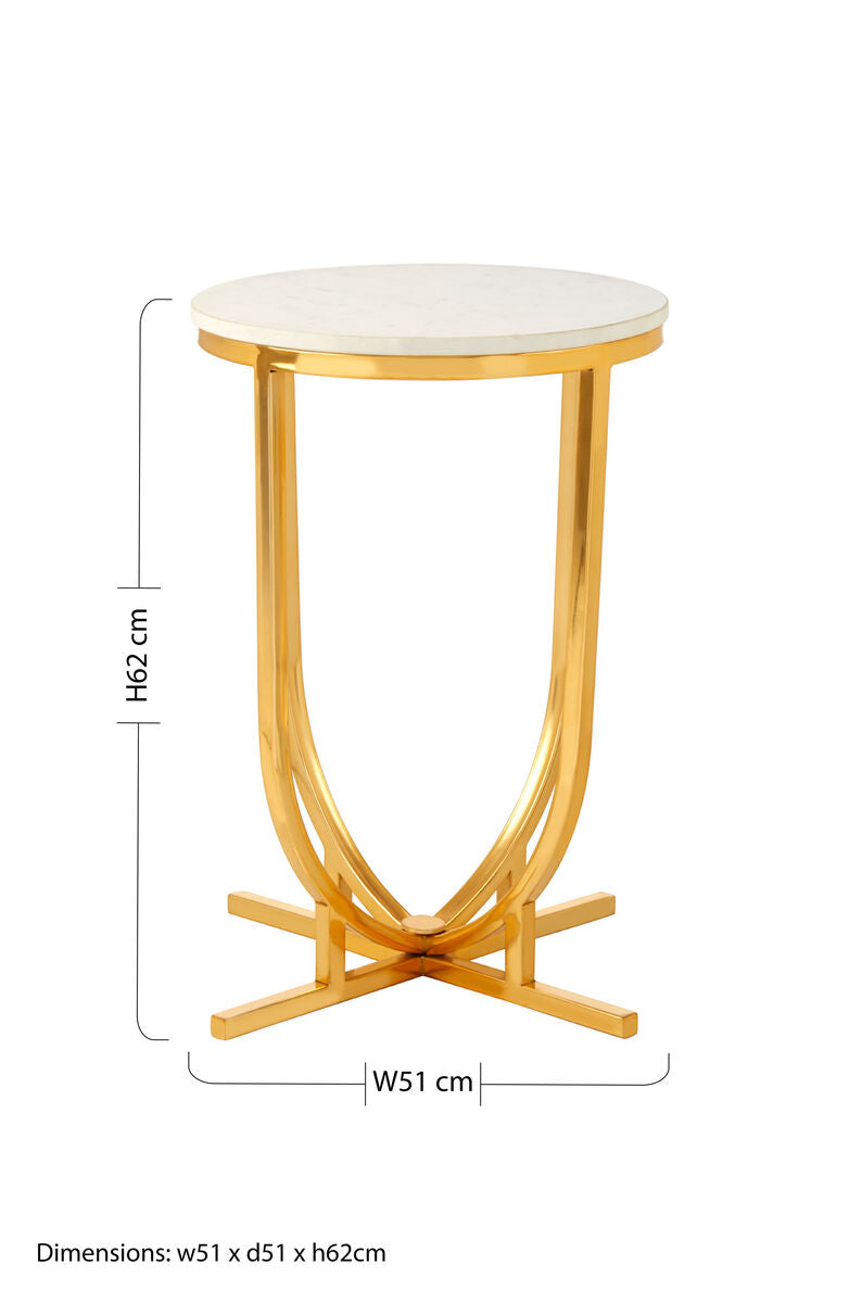 Templar White Marble and Gold Round Side Table - Image 6