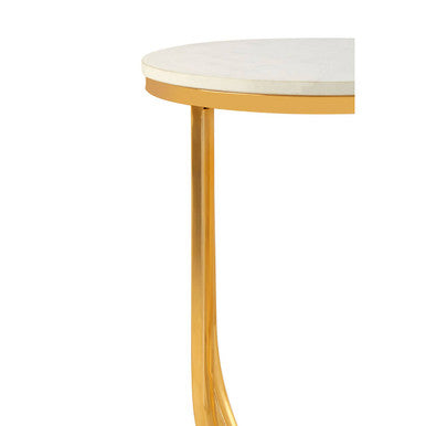 Templar White Marble and Gold Round Side Table - Image 4