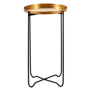 Templar Gold Finish Tray Top Round Side Table