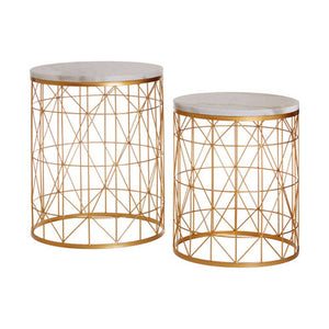 Avantis Set Of 2 Marble Top Round Side Tables