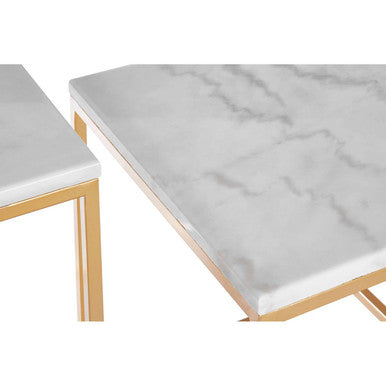 Avantis Set Of 2 Square Marble and Gold Nesting Tables