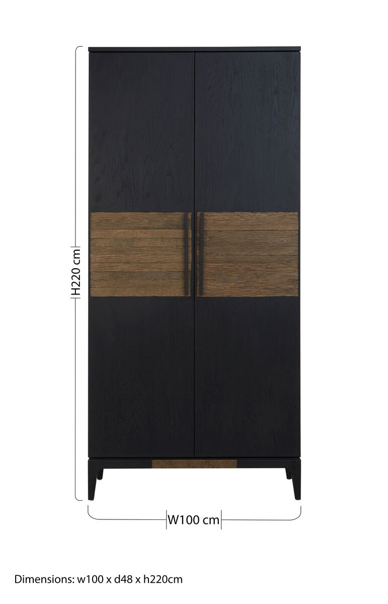 Salvar 2 Tone Oak Wood Tall Cabinet