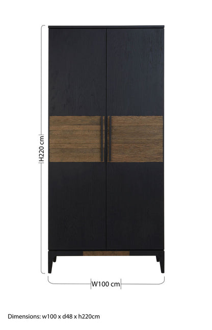 Salvar 2 Tone Oak Wood Tall Cabinet