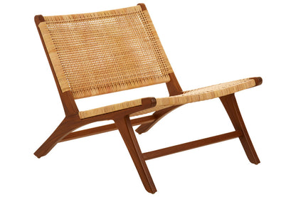 Lovina Teak Wood And Natural Rattan Lounge Chair