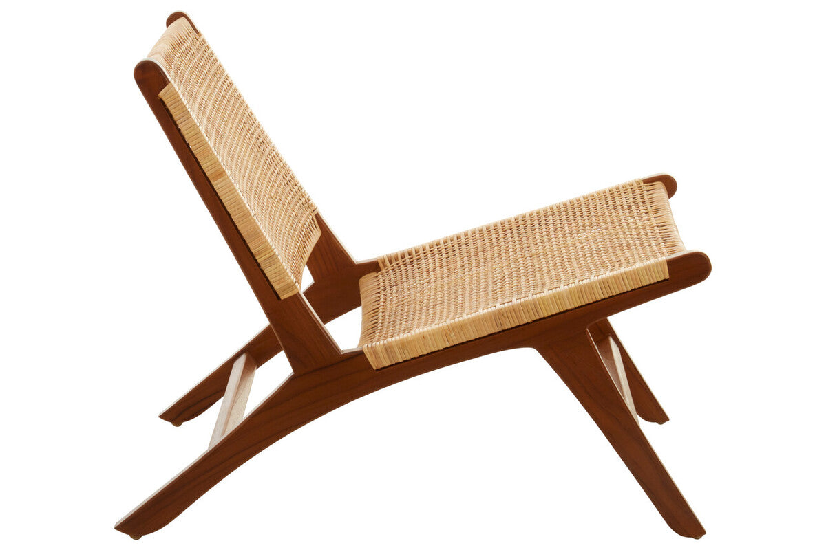 Lovina Teak Wood And Natural Rattan Lounge Chair