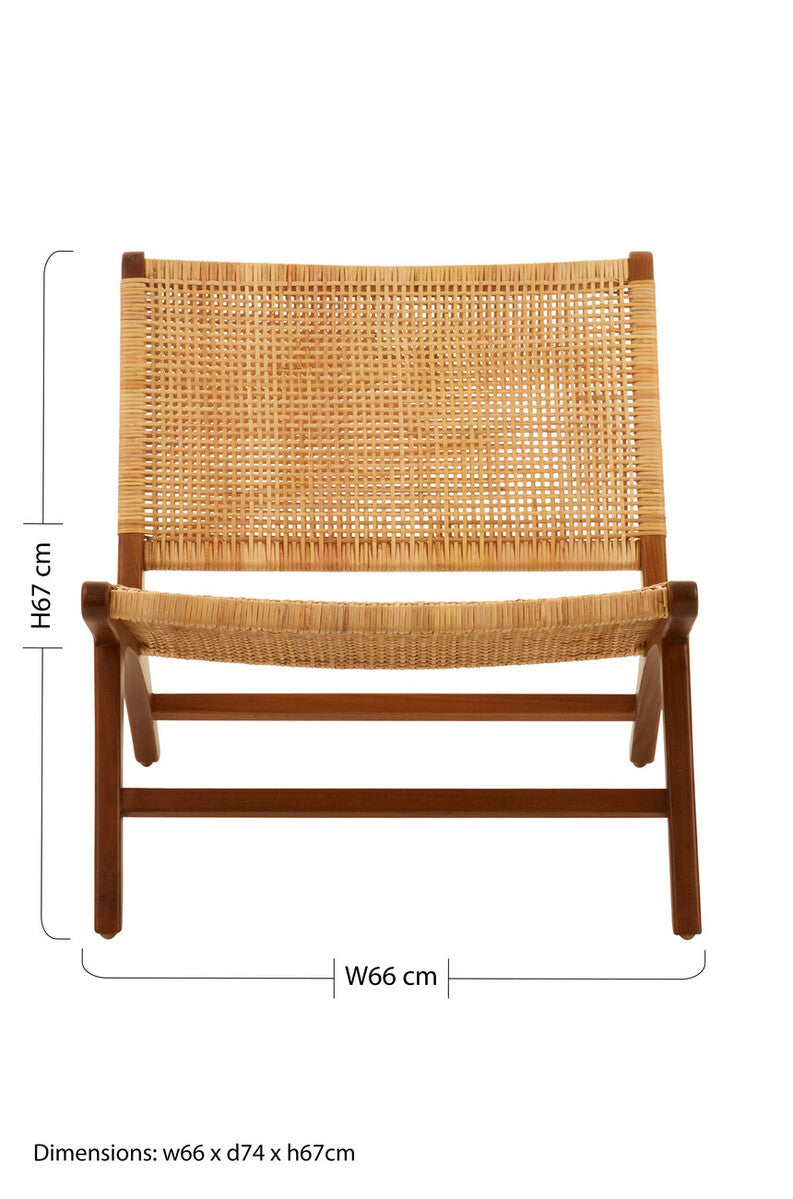 Lovina Teak Wood And Natural Rattan Lounge Chair