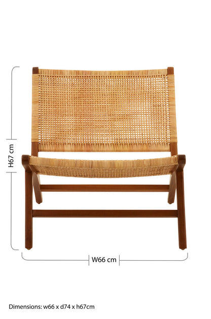 Lovina Teak Wood And Natural Rattan Lounge Chair