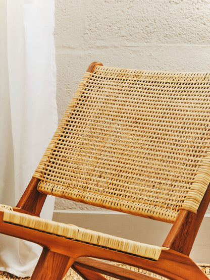 Lovina Teak Wood And Natural Rattan Lounge Chair