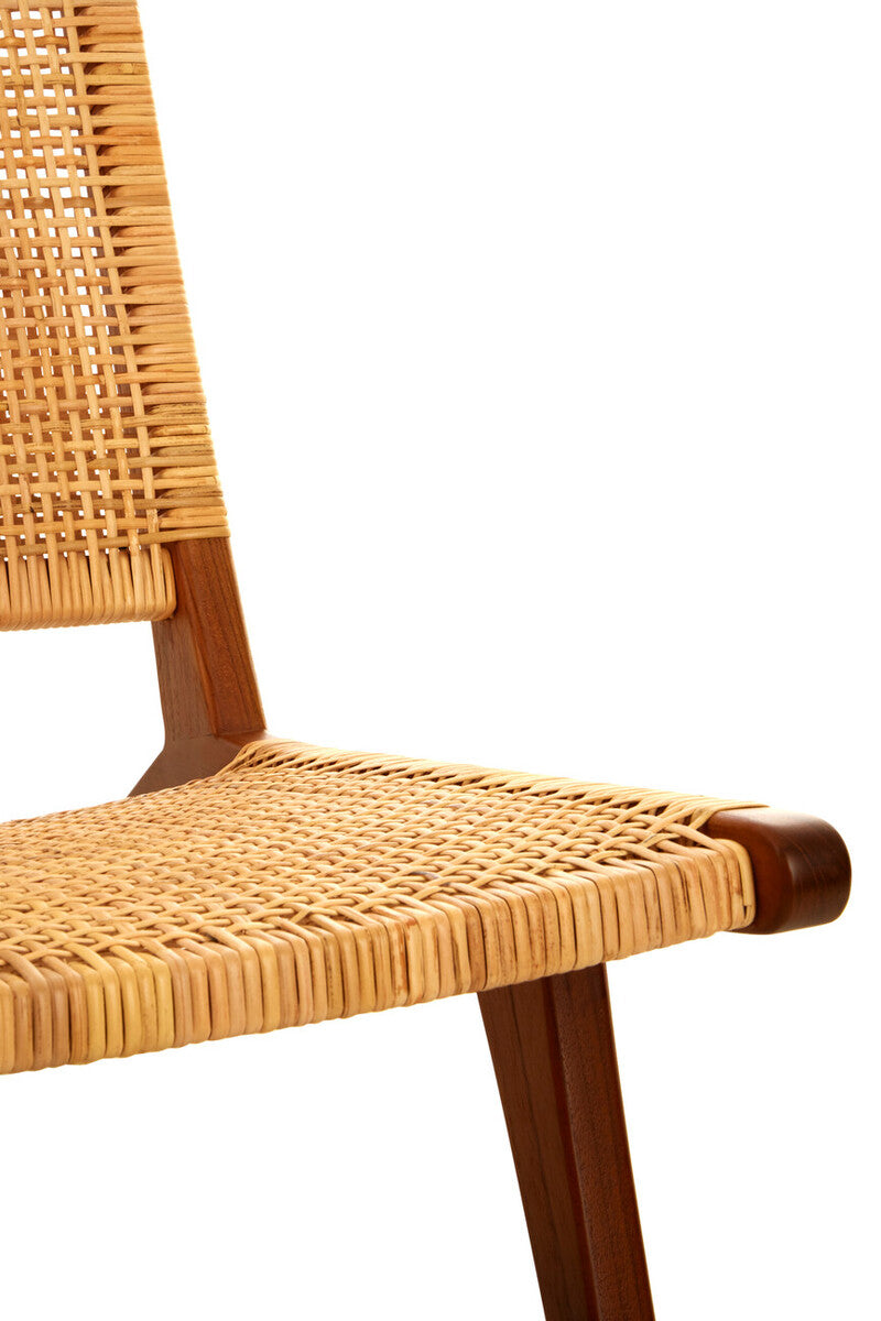 Lovina Teak Wood And Natural Rattan Lounge Chair
