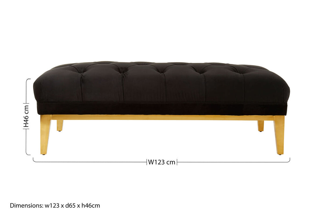 Piermount Black Velvet Button Tufted Bench