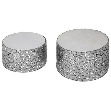 Templar Set Of 2 Antique Pewter Side Tables