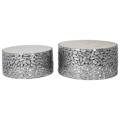 Templar Set Of 2 Antique Pewter Side Tables