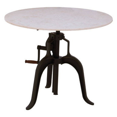Vasco Three Leg Small White Marble Iron Table