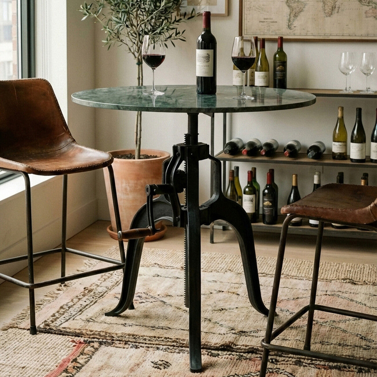Vasco Small Bar Table with Green Marble Top