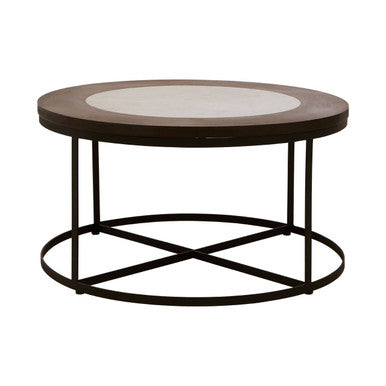Vasco Wood and Marble Top Coffee Table with Black Iron Base - Image 5