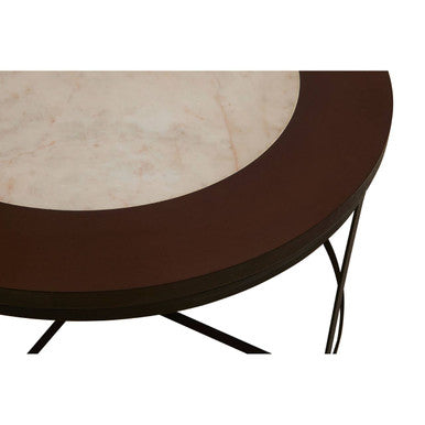 Vasco Wood and Marble Top Coffee Table with Black Iron Base - Image 6