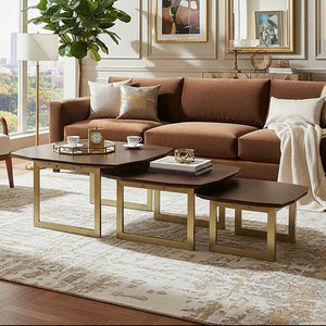 Villi Walnut Wood Veneer Set of 3 Nesting Tables