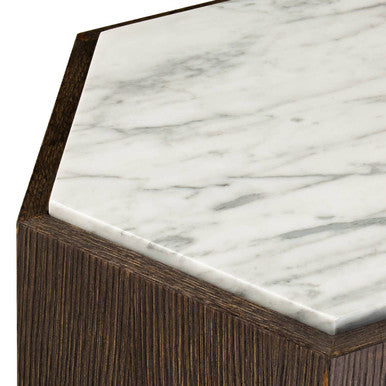 Villi Hexagon Dark Oak and Marble Side Table - Image 5
