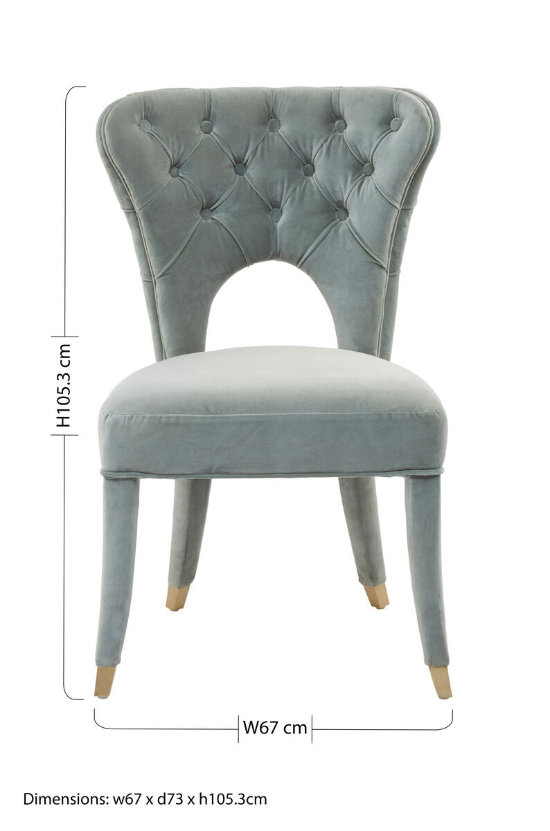 Villi Blue Velvet Tufted Dining Chair - Image 11