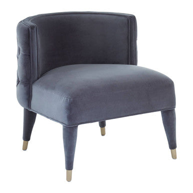 Blue velvet armchair on a white background