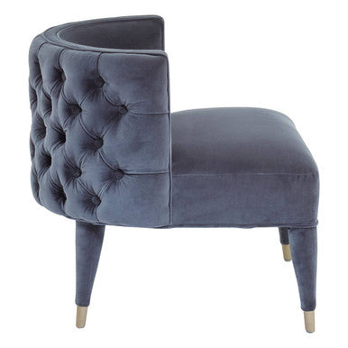 Villi Grey Velvet Tufted Curved Chair - Image 4