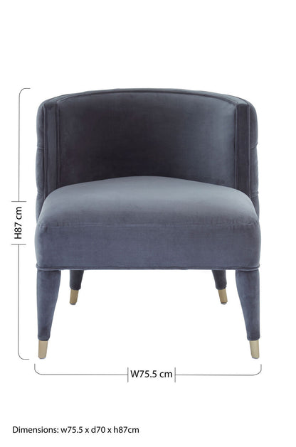 Villi Grey Velvet Tufted Curved Chair