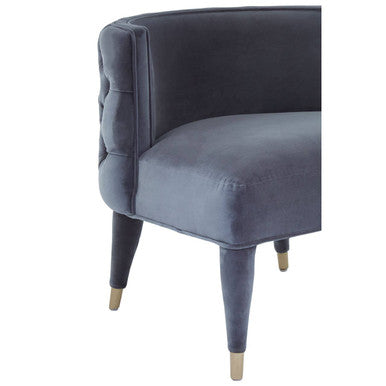 Villi Grey Velvet Tufted Curved Chair - Image 8