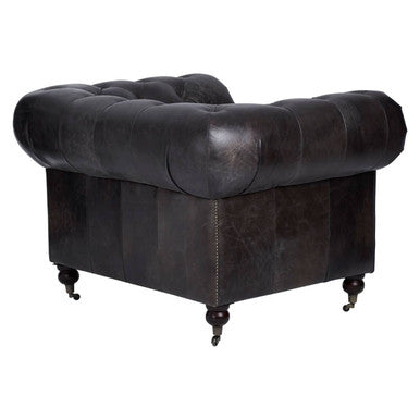 Victor Dark Grey Brown Leather Chesterfield Chair - Image 6